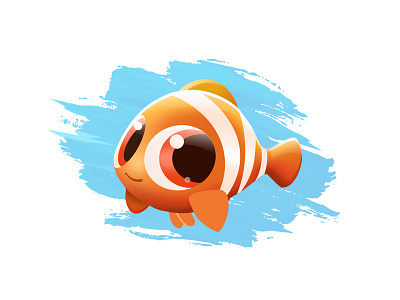 Clown Fish art blue character design fish game ios ocean photoshop