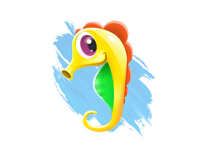 Sea Horse art blue character design fish game ios ocean photoshop