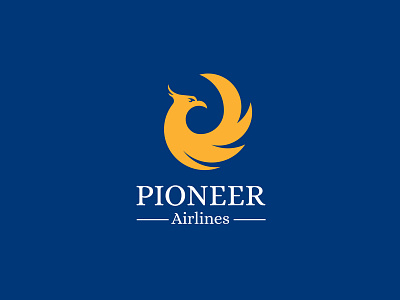 Pioneer(Airlines) - Day 12 - Daily logo challenge airlines airtrack branding dailylogochallenge day12 icon illustration logo phoenix photoshop pioneer skybound ui ux vector art