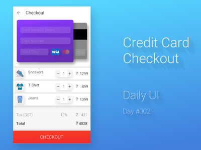 Credit Card Checkout app design checkout screen dailyui