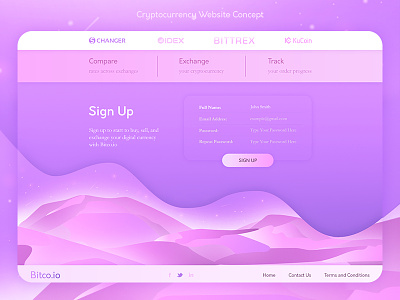 Cryptocurrency Exchange Website Concept_Sign Up Form app bitcoin blockchain design ethereum flat icon illustration logo ui ux web