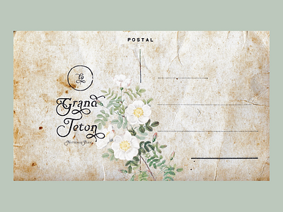 𝓖𝓻𝓪𝓷𝓭 𝓣𝓮𝓽𝓸𝓷 2 distressed graphic design lettering post card postcard postcard design print design typography vintage