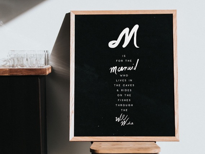 M is for MERMAID chalkboard lettering mermaid mockup typography waves wild waves