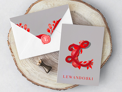 LEWANDOSKI card mockup envelope initial l last name letter lettering print design