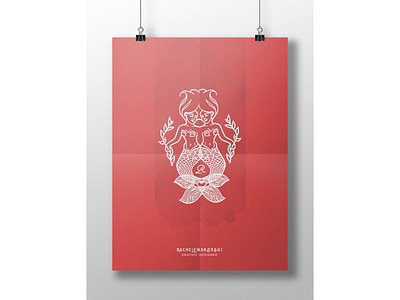 MERMAID PRINT | red branding mermaid poster design print design