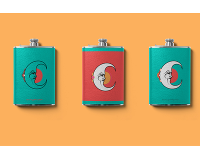 MOON 🌙 FLASKS beverage design flask mockup moon moon illustration product design