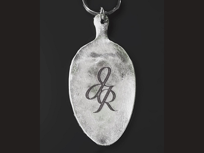 Jerry + Rose etching hand lettering husband and wife initials spoon spoon etching typography