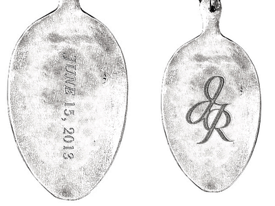 Jerry + Rose ii etching hand lettering husbandandwife in memory initials metal etching spoon spoon engraving spoon keychain typography