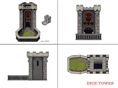 12 Realms: Dungeonland Dice Tower board game boardgame design dice tower fantasy graphic design illustration rpg