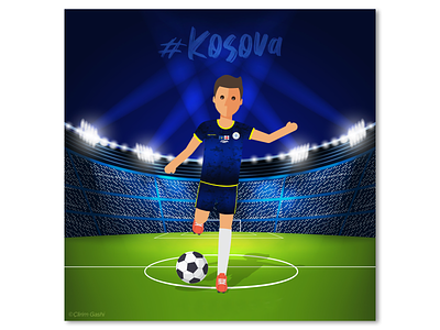 KOSOVA NATIONAL TEAM 🇽🇰🇽🇰 animation art character dardanet design euro2020 flat football forza futbol illustration kosovo national team player proud respect soccer vector