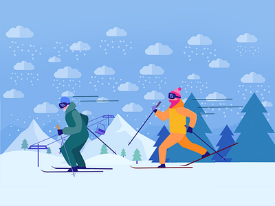 People enjoying skiing alps animation athlete character flat illustration man olympic photoshop race ski skiing snow swiss vector art vector artist vectorart winter