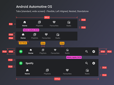 Tabs - Android Automotive OS android automotive android automotive os automotive automotive design system automotive os car ui design system hmi tab bar tabs ui