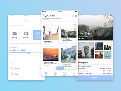 [Exploration] Booking Personal Photographer Apps android booking design explore iphone mobile mobile ui photo photographer ui user experience user interface