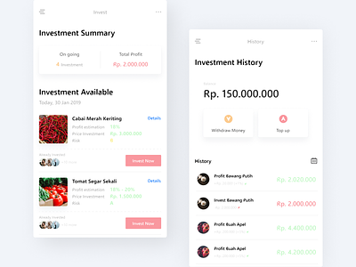 [Exploration] Agriculture Investment App android branding concept confirmation design explore mobile mobile app design mobile ui payment typography ui user experience user interface user interface design ux