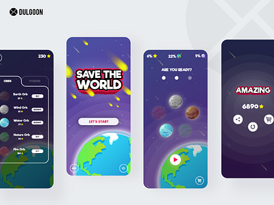 Save the World Mobile Game App UX/UI animation app design illustration logo ui ux website