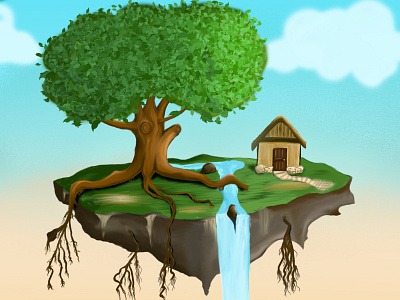 Floating Island adobe concept conceptart dribbble dribbbler tree