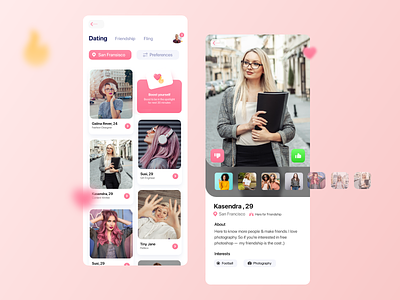 Dating App UI | Listing & Detail Screen dating app dating ui dating ux ui mobile app ui mobile ux ux.ui