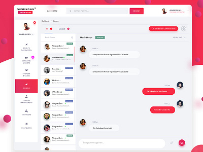 QuoteKong Comms dashboard ux.ui web web design