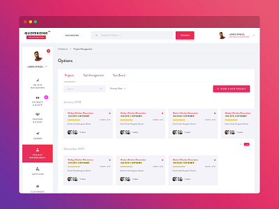 QuoteKong - Project Management dashboard ux.ui web web design