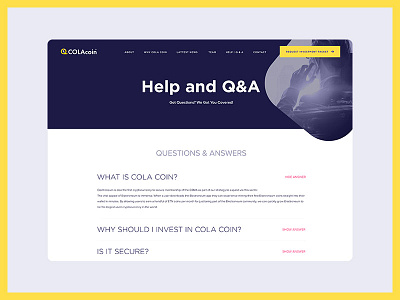 COLAcoin Questions and Answers Page dashboard dashboardui portal ui ux webappui webdesign
