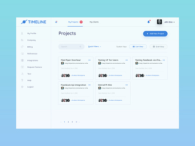 Timeline Project Dashboard Design