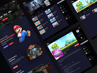 Win - Social Gaming platform gaming homepage profile page ui ux