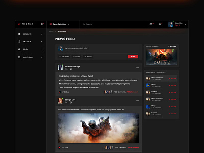 Newsfeed Screen Design dashboard portal ui ux ux.ui