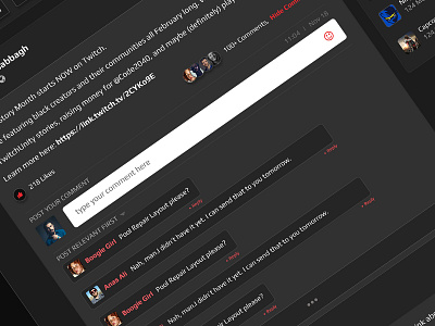 Post Comments - Screen Design dashboard ui ux