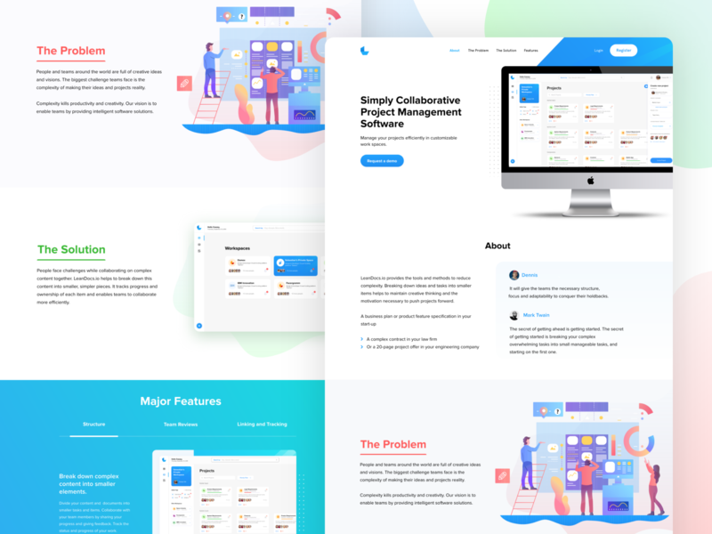 Landing Page Design for Project Management Solution conversion homepage illustration landing page