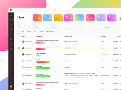 CRM Inbox UI Design dashboard ui ux