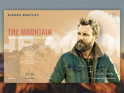 New Album Landing Page album broken grid country gradient color landing page mountain music ui unique letterring ux web design