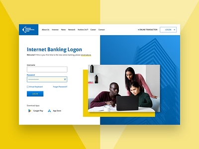 SCB Login Page bank broken grid card design design login splitscreen ux ui web deisgn