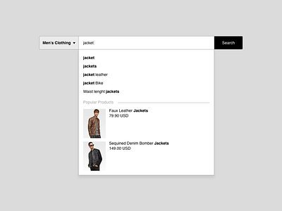 Daily UI #022 - Search 022 dailyui 001 ecommerce jackets search shop app typing ui ux web design