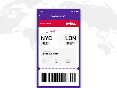 Daily UI #024 - Boarding Pass 024 air airplane boarding pass dailyui flight mobile app ticket ui ux