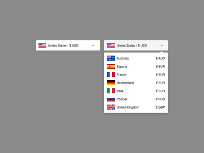 Daily UI #027 - Dropdown 027 currency dailyui dropdown flags selector ui ux