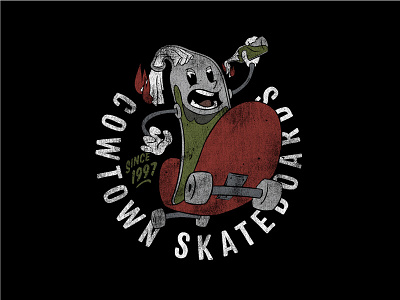 Cowtown Skateboards cowtown distress graphic design hand drawn illustration ipad logo molotov skateboarding skateboards wheelie wagon