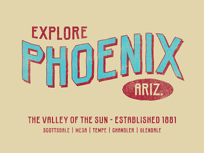 Phoenix, Arizona distressed font geometric hand drawn industrial lettering rough slab serif type typeface typography