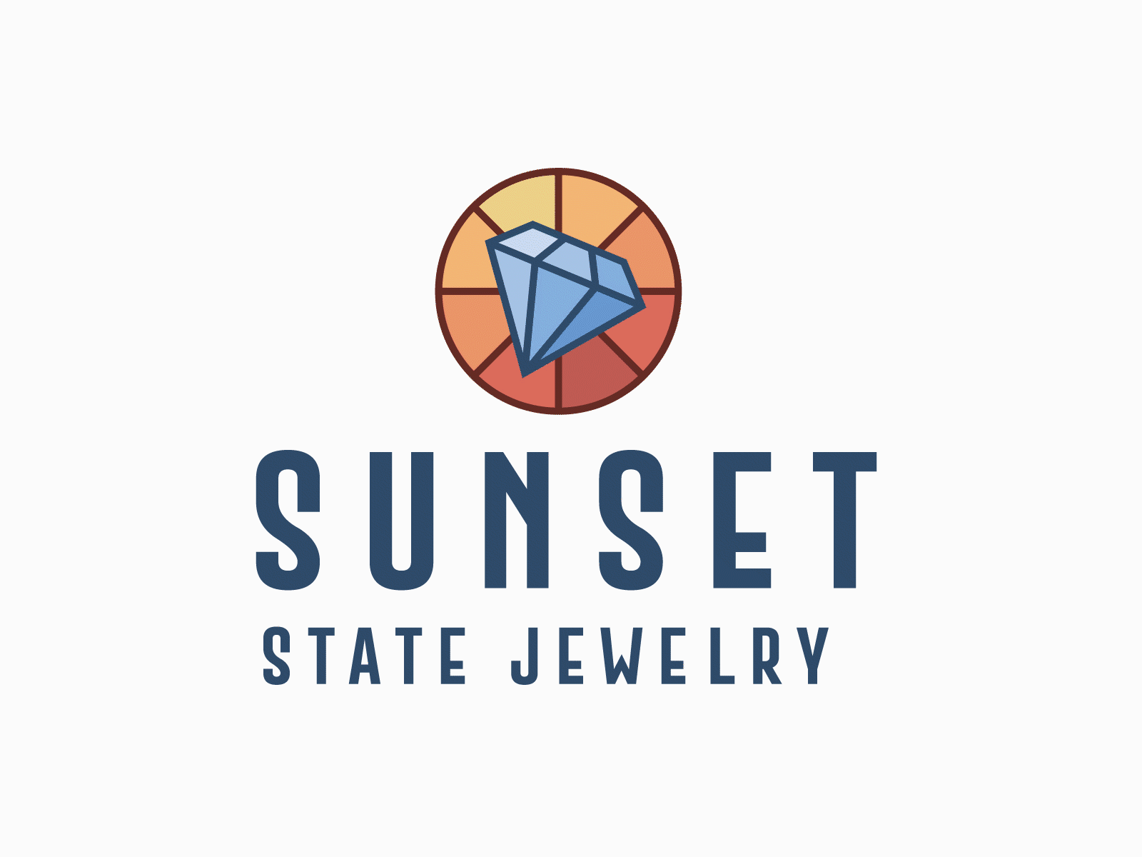 Sunset State Jewelry Logo badge branding custom desert diamond gif identity jewelry logo phoenix rainbow sun sunrise sunset