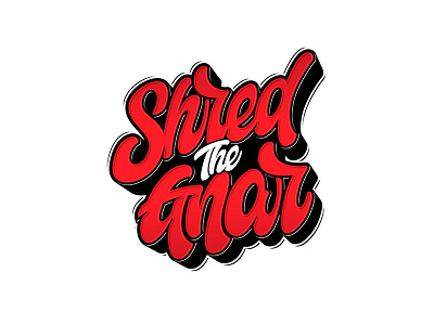 Shred the Gnar calligraphy design lettering logo shred shred sled skate skateboarding thrasher type typography wheelie wagon