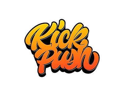 Kick Push calligraphy design lettering logo shred skate skateboarding thrasher type typography wheelie wagon