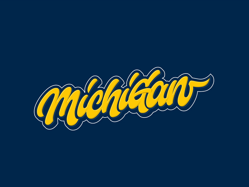 University of Michigan brush calligraphy design gif lettering logo michigan type typography um vector wolverine