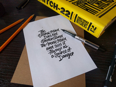 Irony calligraphy christopher hitchens graphic design hand drawn hitch 22 lettering logo pilot pocket brush salman rushdie script typography wordmark