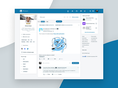 Linkedin desktop desktop flat linkedin minimal redesign ui ux visual design