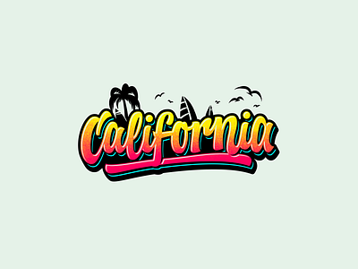 California Hand Lettering beach california hand lettering illustration tshirt design