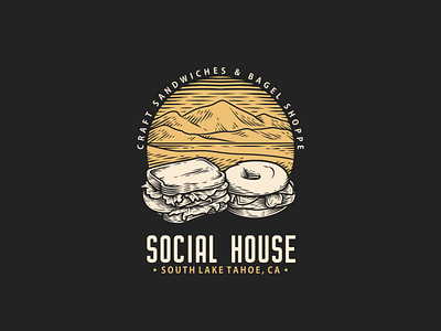 Social House Logo bagel engrave nature sandwich