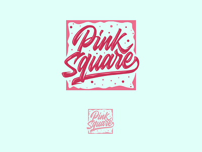 Pink Square Logo hand lettering logo