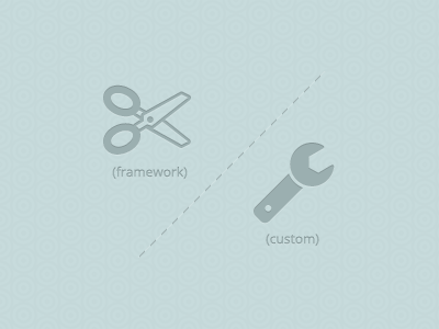 Frameworks vs Custom Code article design framework icon icons pattern scissors separator spanner texture thumbnail webdesign