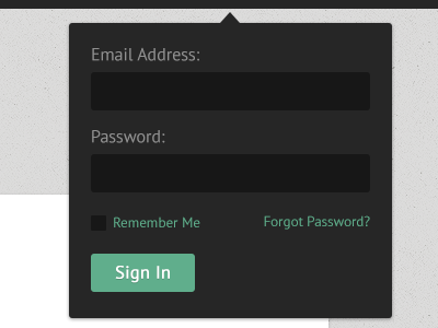 Signin/Login Dropdown Form arrow button dark dropdown form green light login sign in ui web website