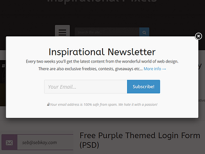 Newsletter Subscribe Popup blog button design form icon modal newsletter overlay popup subscribe web website