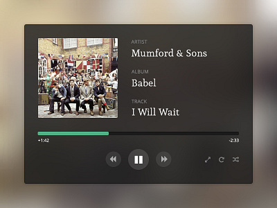 Music Player (Concept) app blurred controls dark design faded icons media overlay player typography ui